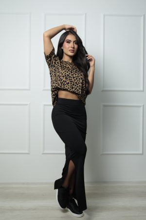 Camiseta manga corta cuello redondo Animal Print