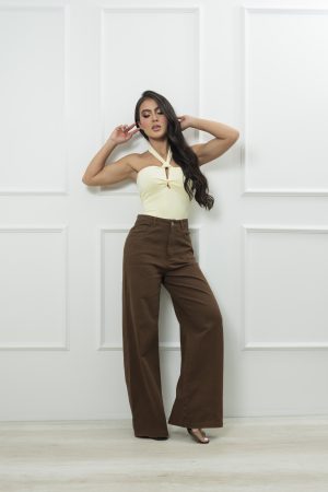 Body strapless con herraje central y tiras