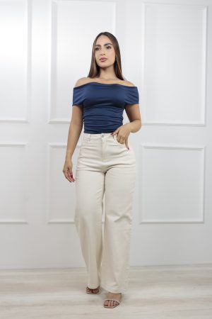 Blusa off shoulder mujer manga corta ajustada