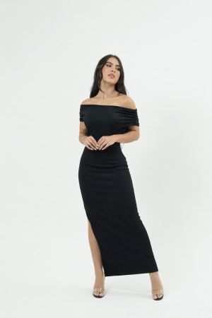 Vestido largo RIB asimétrico con abertura lateral