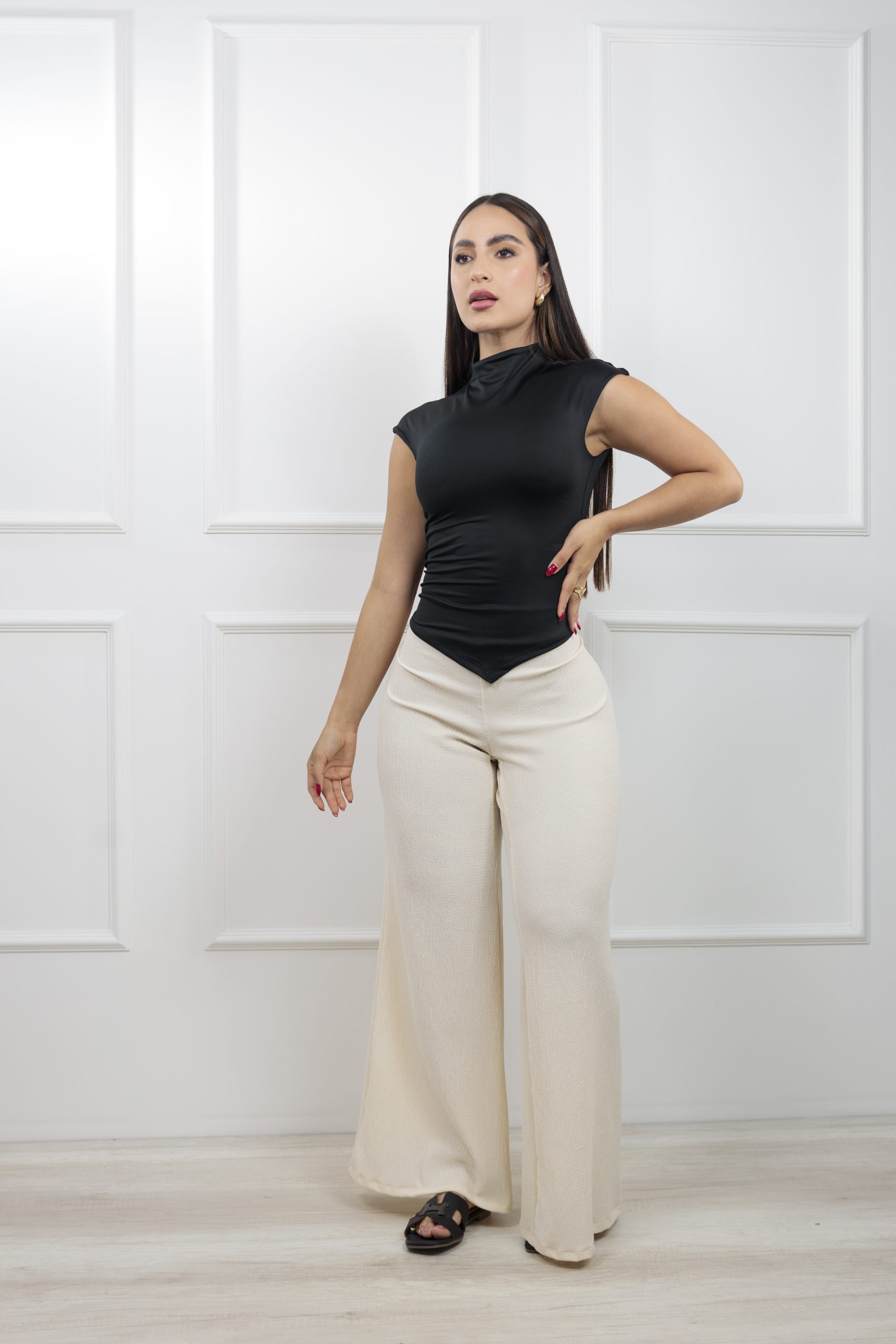 Pantalón palazzo tiro alto chalís - Imagen 2